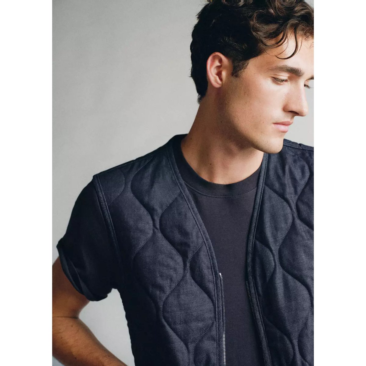 Gilet matelassé 100 % coton bleu, MANGO MAN