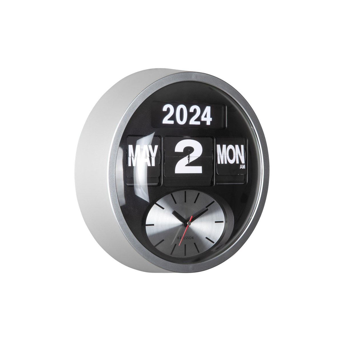 Horloge Murale Thermoplaste ROUND FLIP argent, KARLSSON