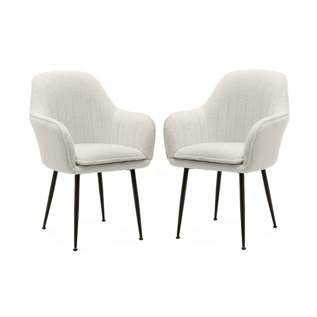 Fauteuil bouclette et pieds métal (lot de 2) SHELLA bouclette blanche, SWEEEK
