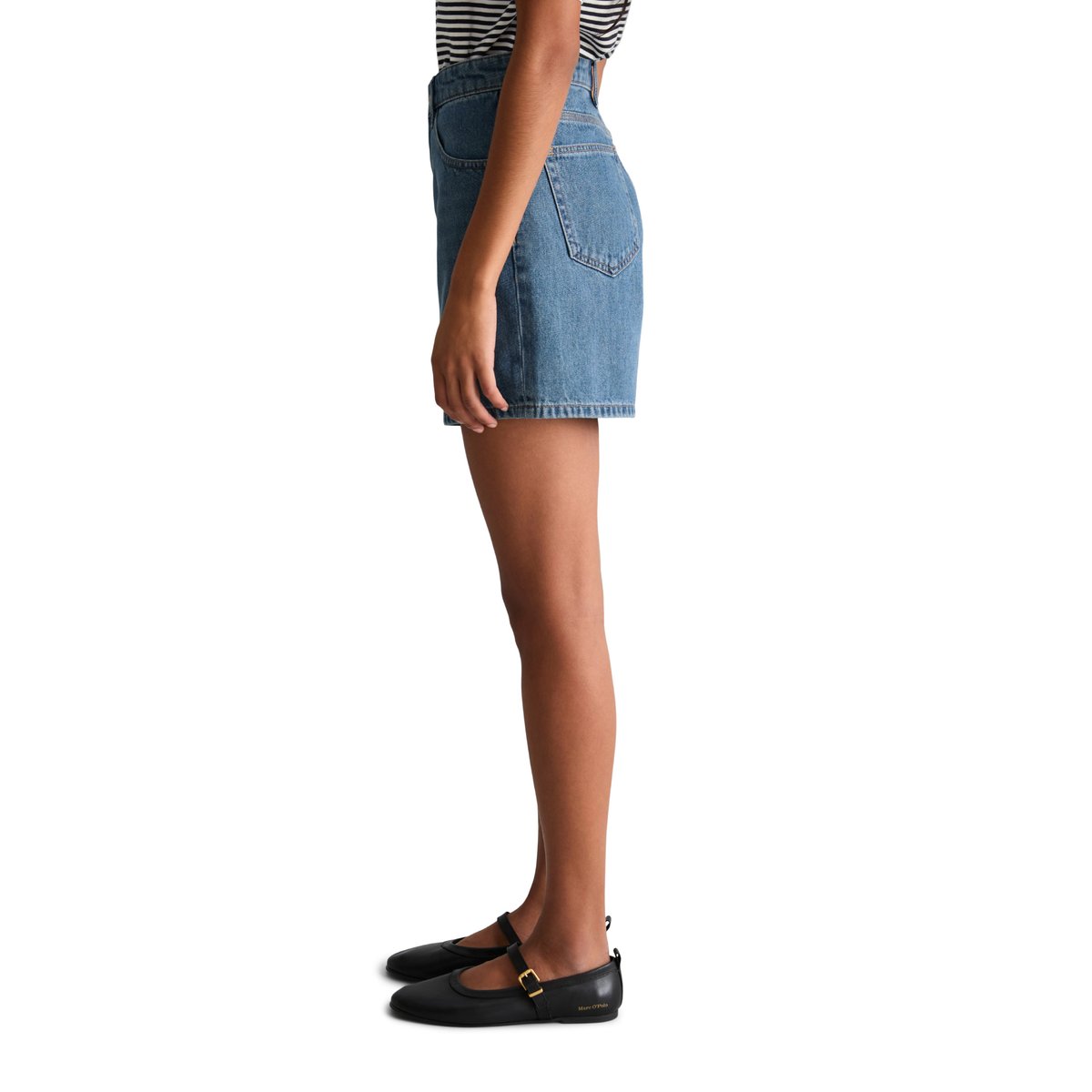 Short en jean modèle Filda relaxed en denim rigide bleu moyen, MARC O’POLO DENIM