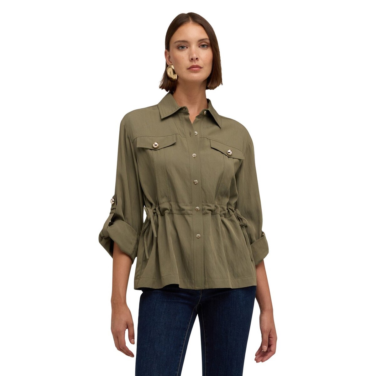 Chemise avec coulisse verde militare, MOTIVI