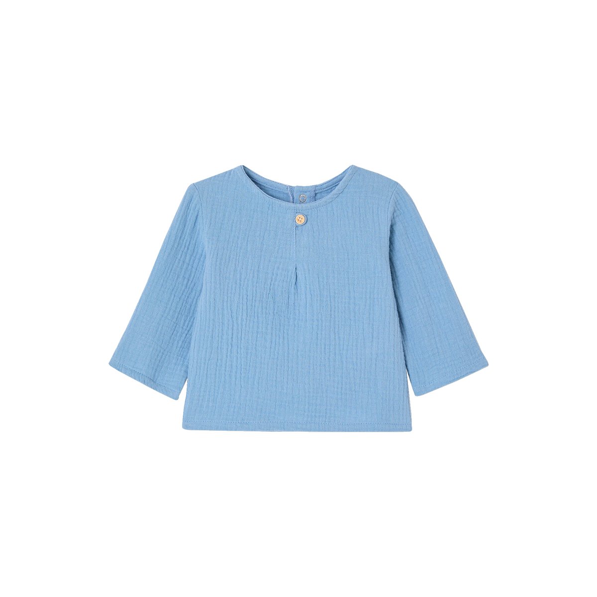 Chemise bébé esprit liquette en gaze de coton bleu pâle, VERTBAUDET