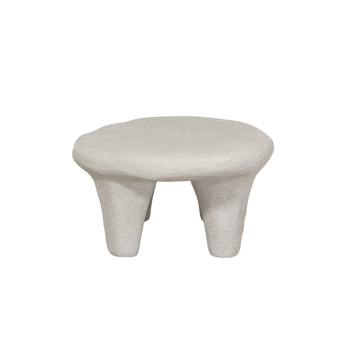 Table basse en bois effet béton ovale DANAÉ blanc, MADE IN MEUBLES