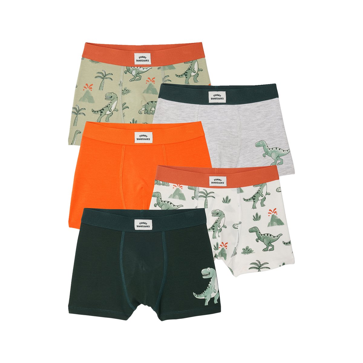 Lot 5 boxers dino encre, VERTBAUDET