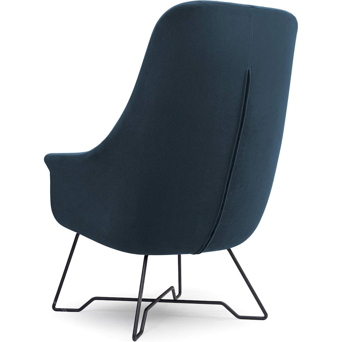 Fauteuil cabriolet capitonné en velours bleu pétrole castel, RECOLLECTION