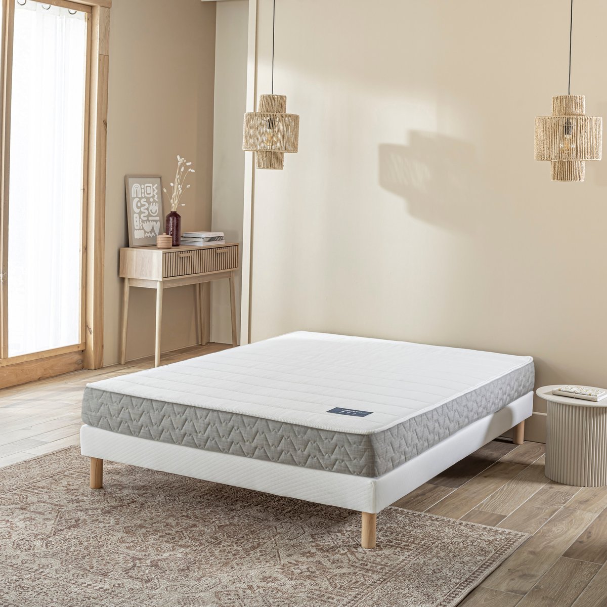 Matelas mousse & latex + sommier blanc + pieds Aisance 2.0 - Aisance 2.0 blanc, TERRE DE NUIT