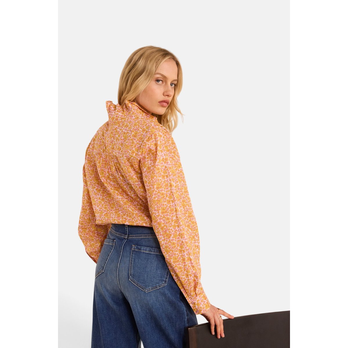 Blouse imprimée fleur à manches longues en coton DOUCE ocre, Maison 123