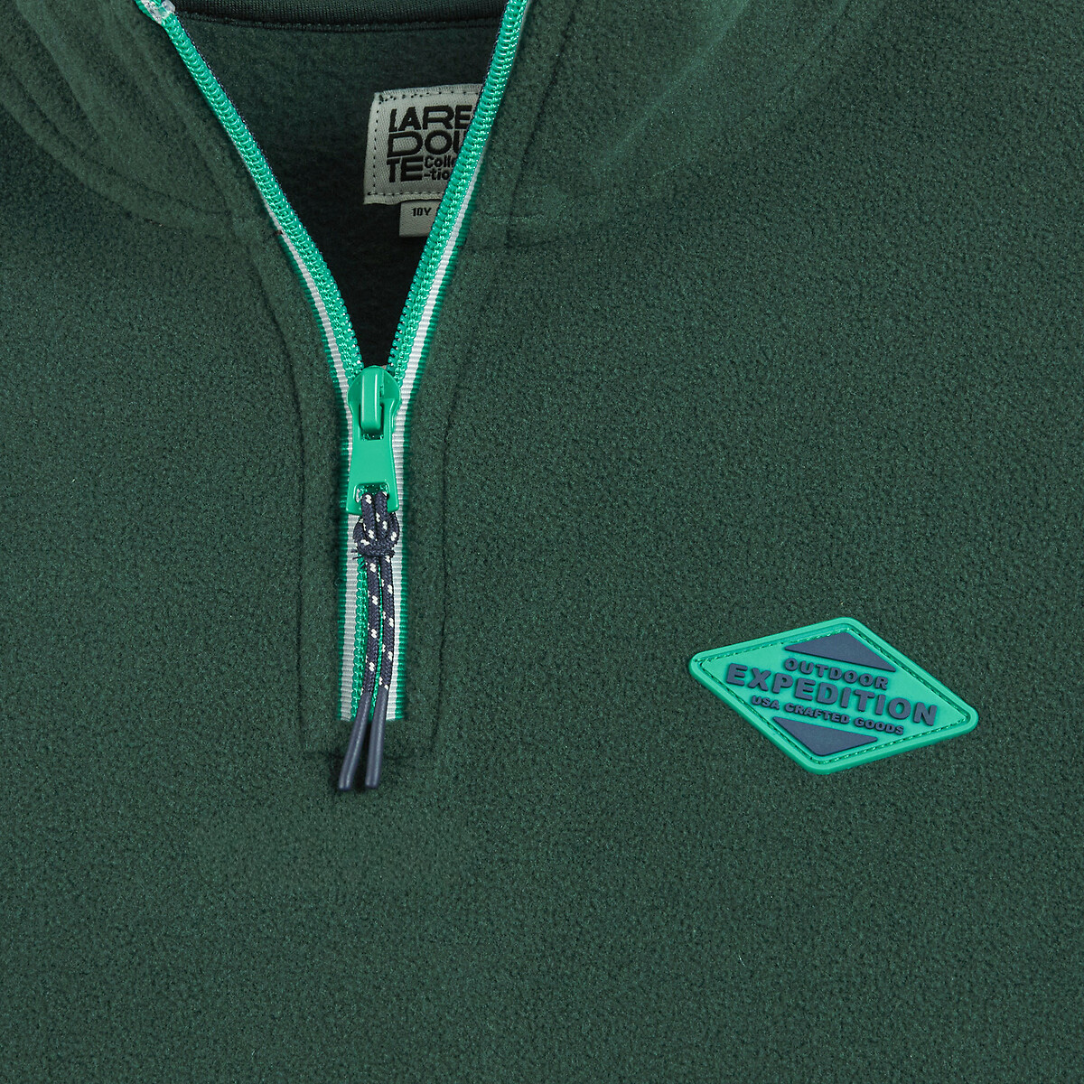 Sweat avec col camionneur zippé, en polaire vert, LA REDOUTE COLLECTIONS