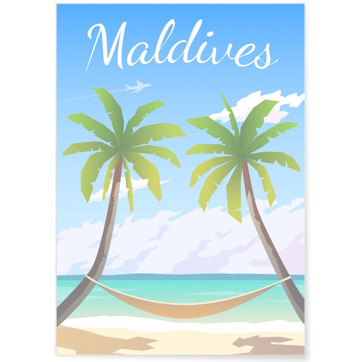 Affiche Maldives blanc, L'AFFICHERIE