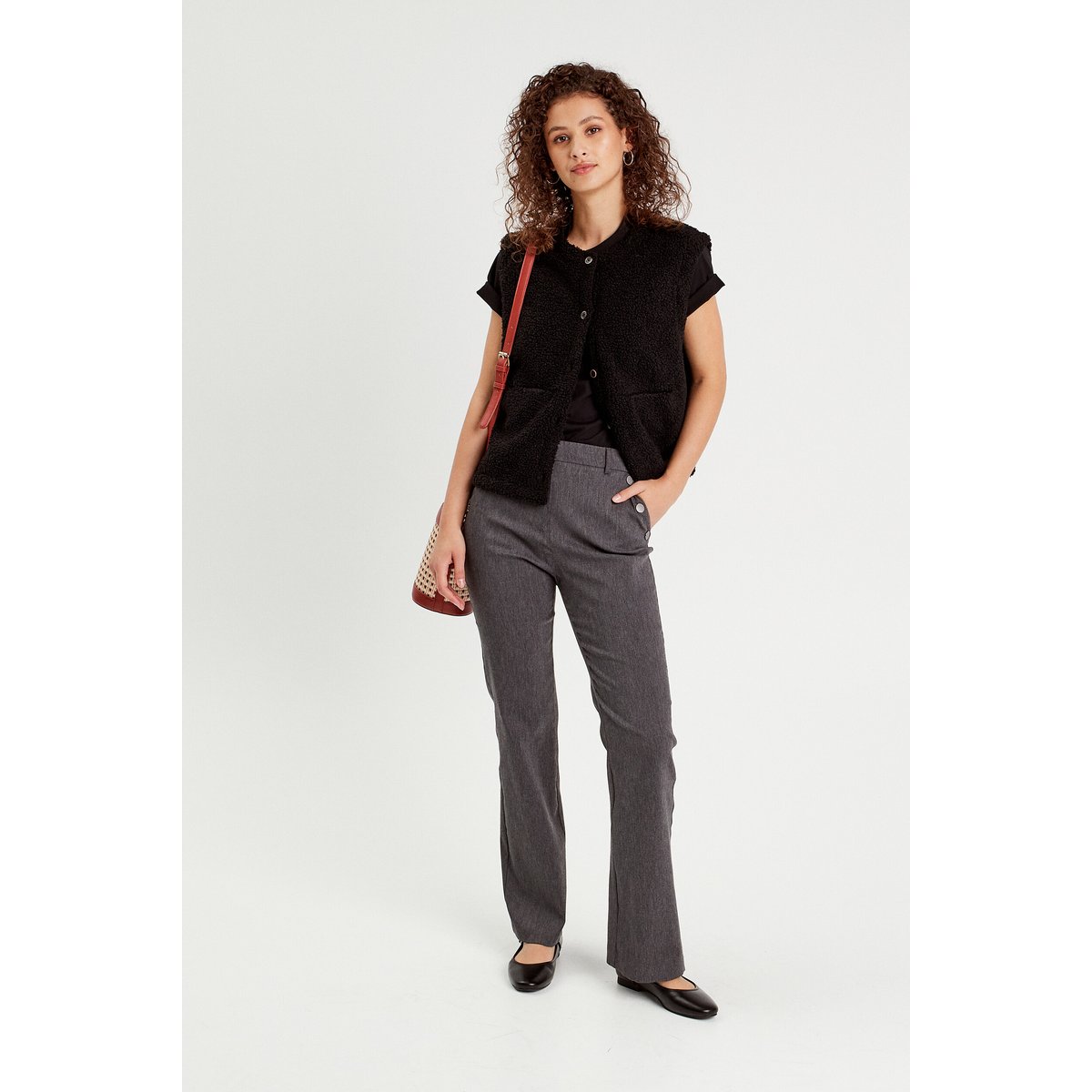 Pantalon flare pont gris foncé, CACHE CACHE