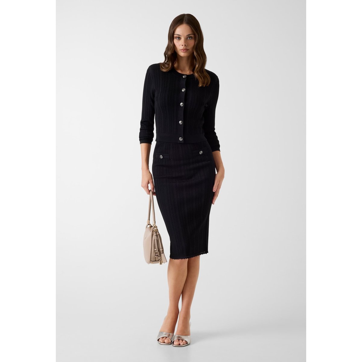 Jupe Midi Tricotée noir, GUESS
