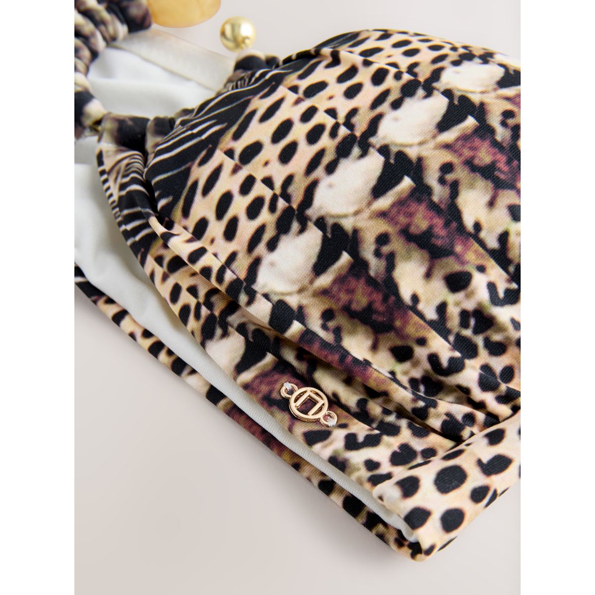 Haut de bikini bandeau avec détail métallique brown multi animal, NEXT