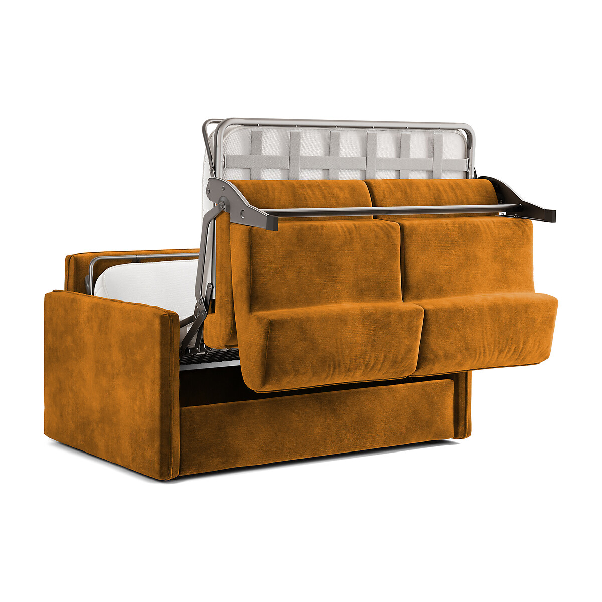 Jay-Be® Slim Luxe Velvet 2 Seater Sofa Bed with Deep Sprung Mattress saffron yellow, JAY-BE