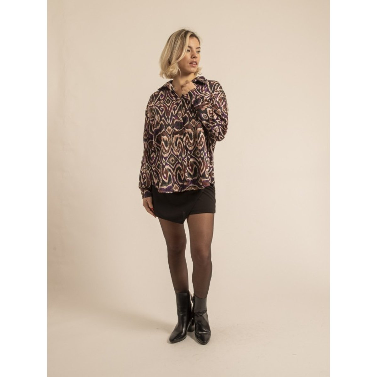 Chemise Fluide Motifs Otilie violet, DONA LISA