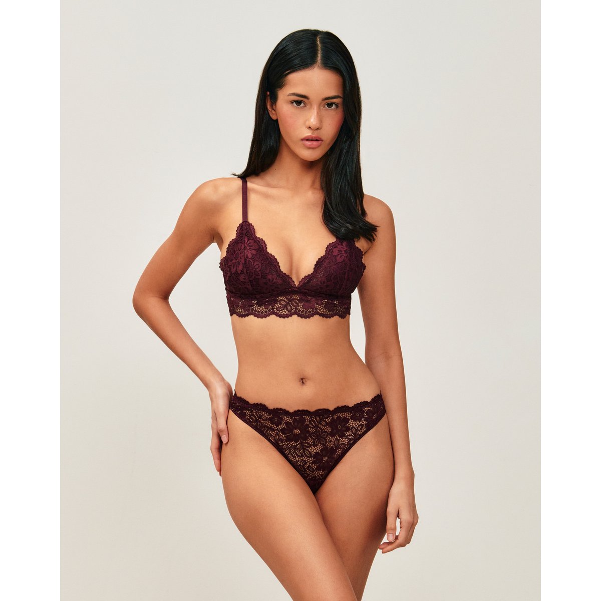 Soutien-gorge triangle paddé en dentelle florale FAVORIZ marron, UNDIZ