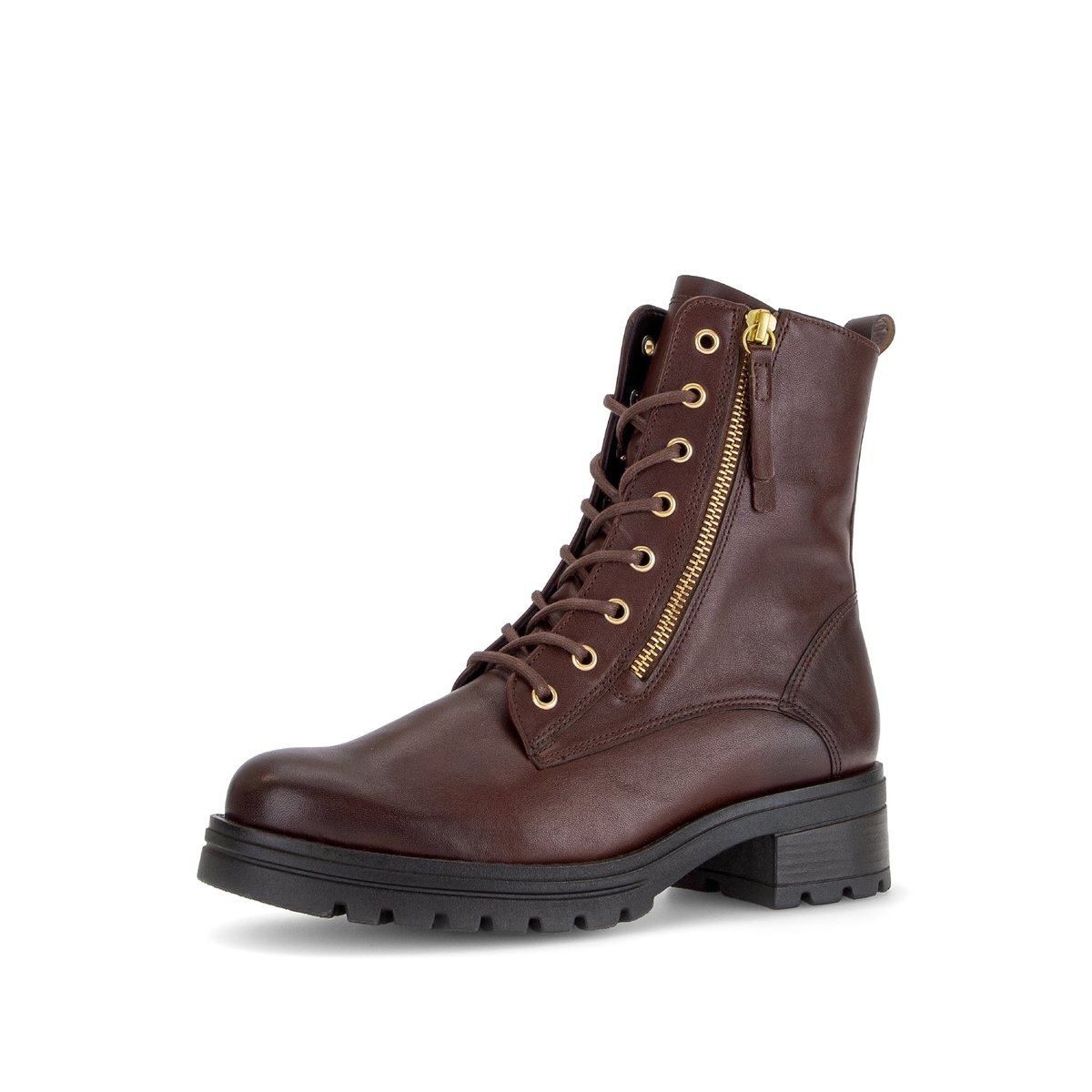 Bottines en cuir lisse à talon décroché cognac, GABOR