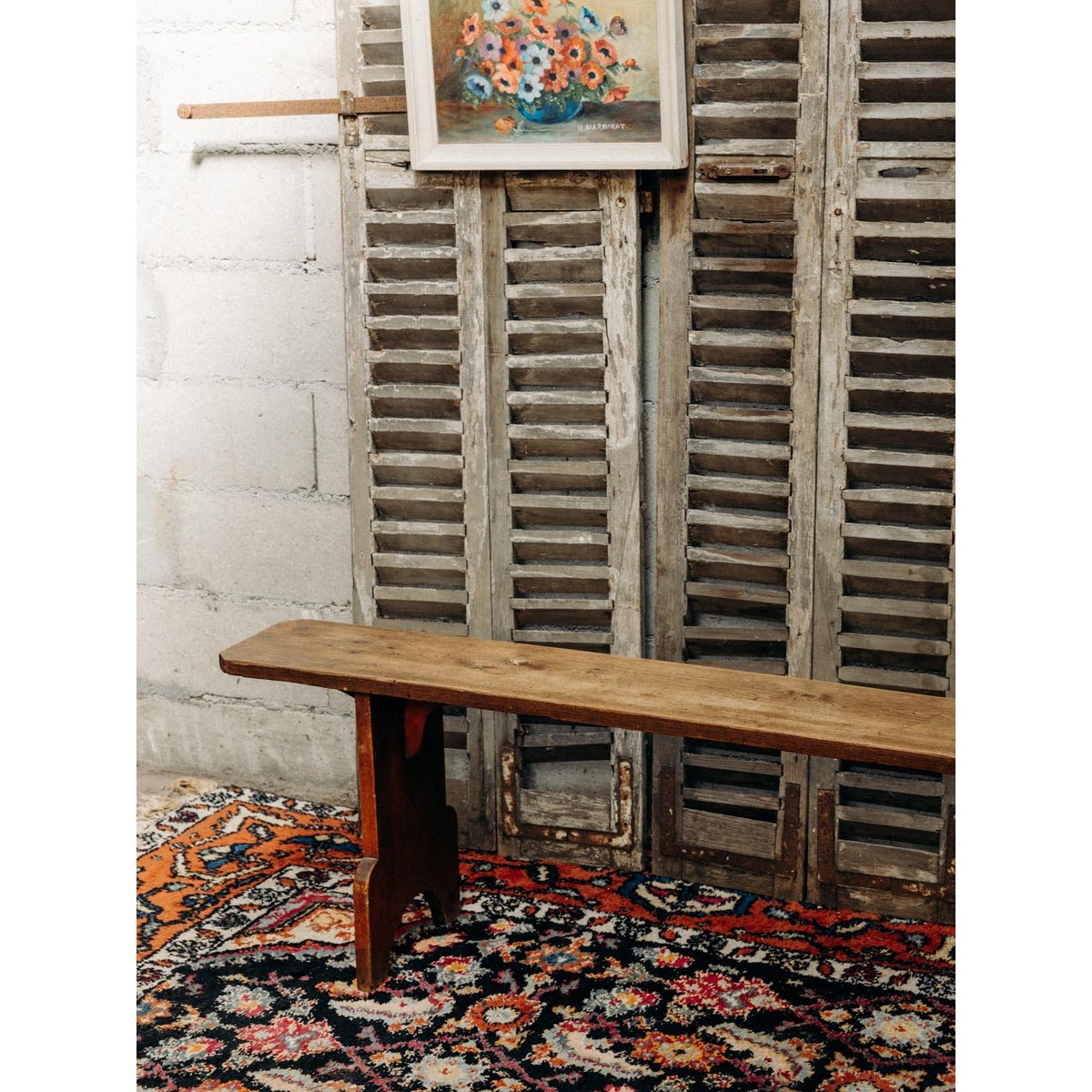 Grand banc en bois Antoine N°248 - Bon état bois, DEBONGOUT