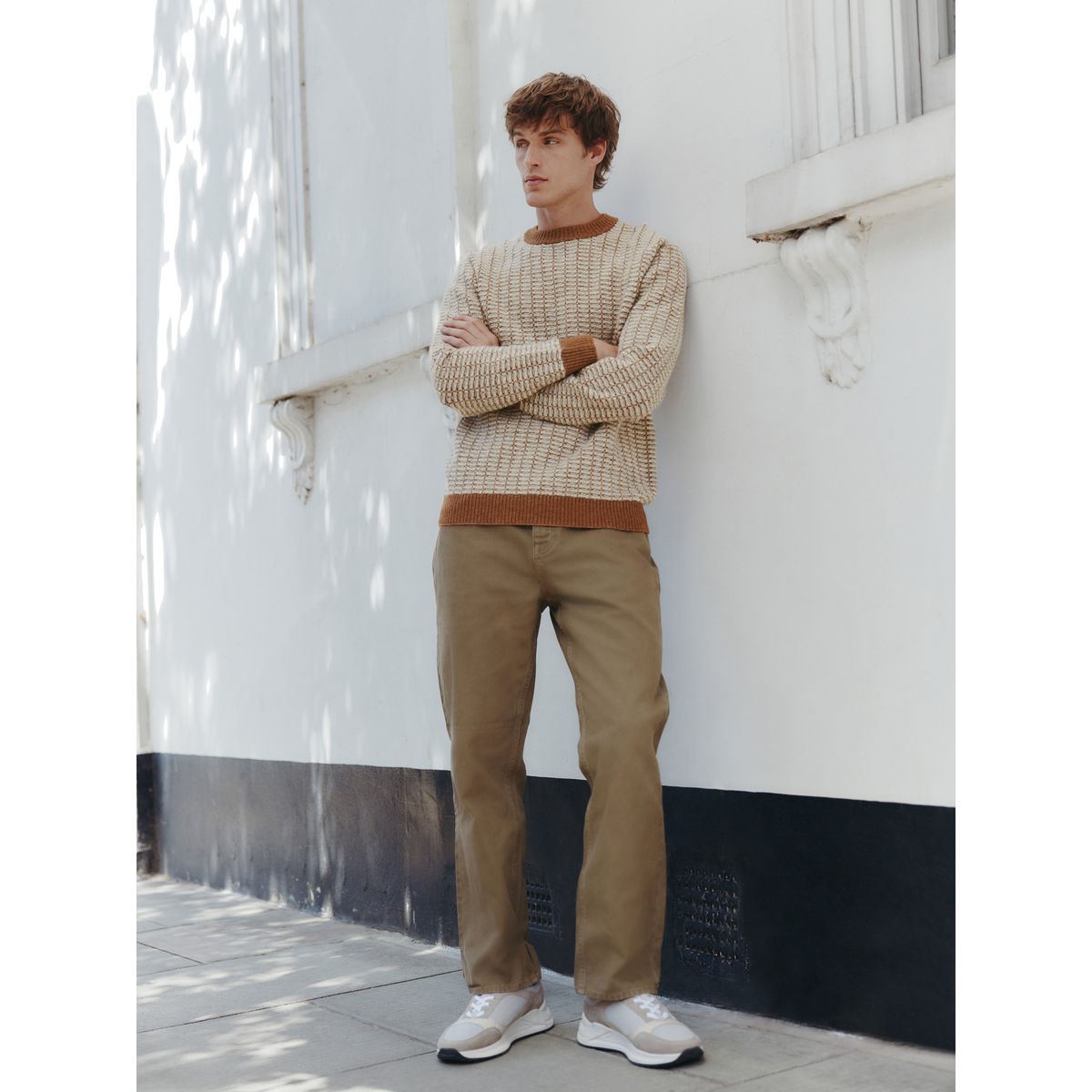 Jean en toile aspect denim marron fauve, NEXT