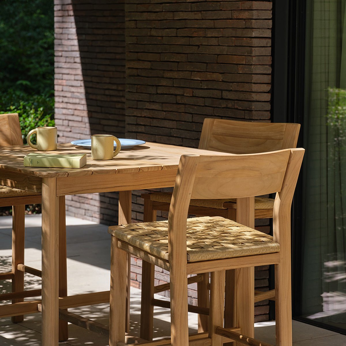 Salon de jardin bar en teck et rotin 4 personnes  PIANA naturel, BERAH GETAH