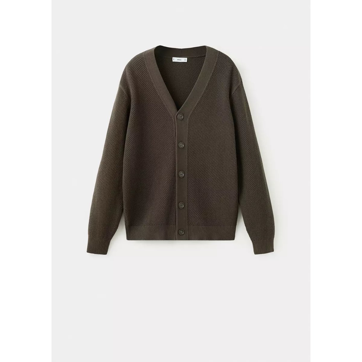 Cardigan maille moyenne microstructure chocolat, MANGO MAN