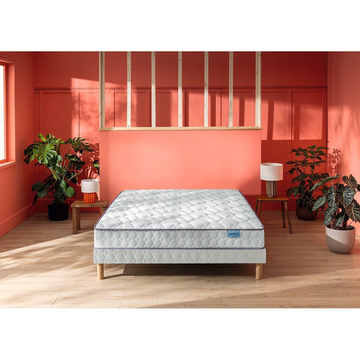 Ensemble matelas ressorts sommier, Morning Routine blanc, MERINOS