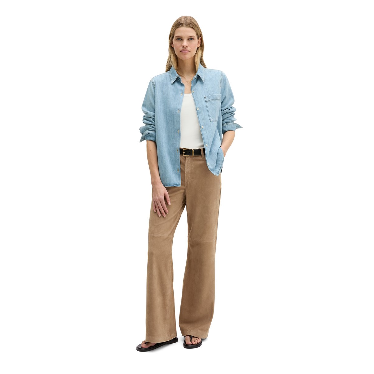 Blouse en jean regular A-Shape en coton organique fluide bleu clair, MARC O'POLO