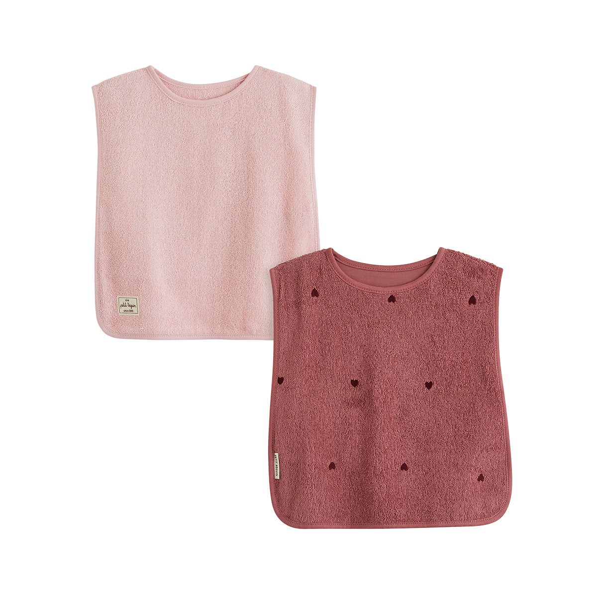 Lot de 2 bavoirs bébé en éponge Aimée rose, PETIT BEGUIN
