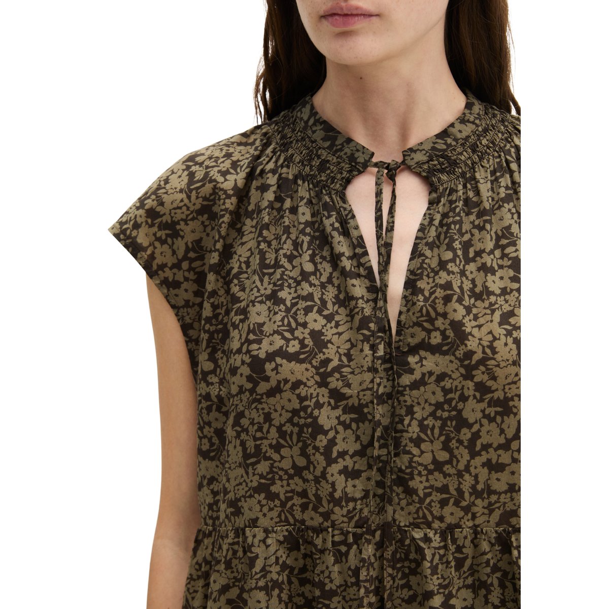 Robe évasée en A en voile de coton doux marron, MARC O'POLO
