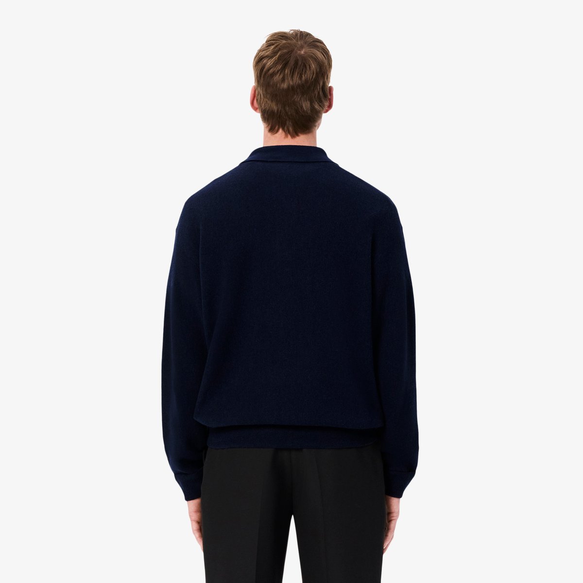 Pull polo relaxed fit en laine bleu-166, LACOSTE