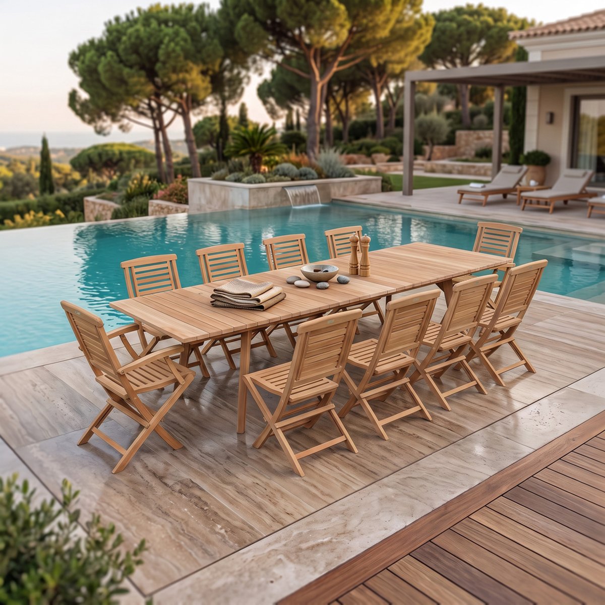 Salon de jardin en teck massif Eden, 10 places naturel, TECK ATTITUDE