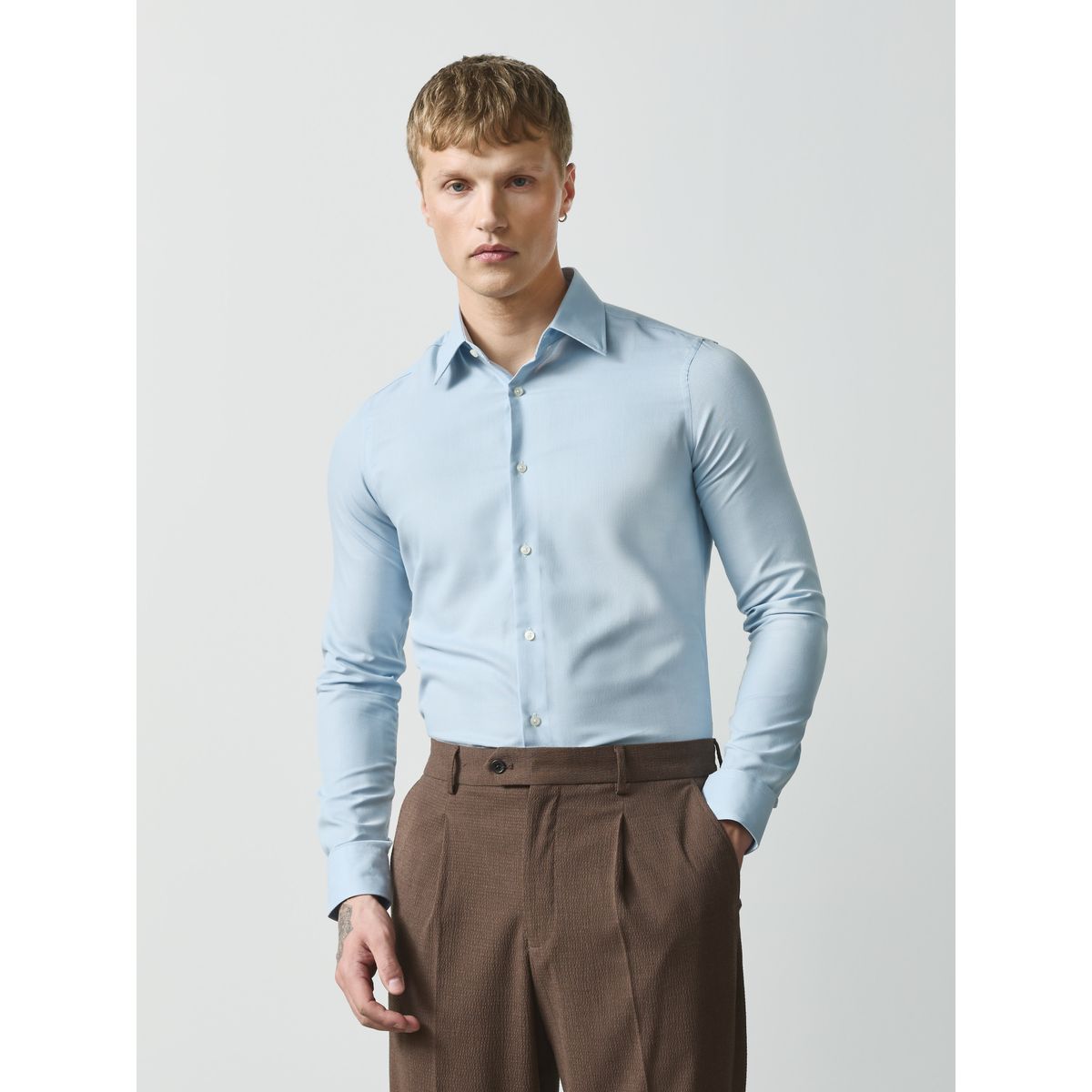 Chemise slim entretien facile, lot de 2 bleu/blanc, NEXT