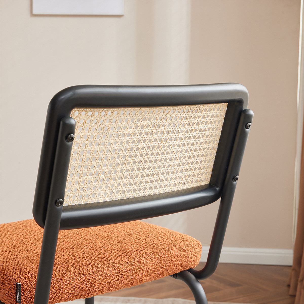 Lot de 2 chaises noires, cannage et velours côtelé - PAULA rouille, HOMIFAB