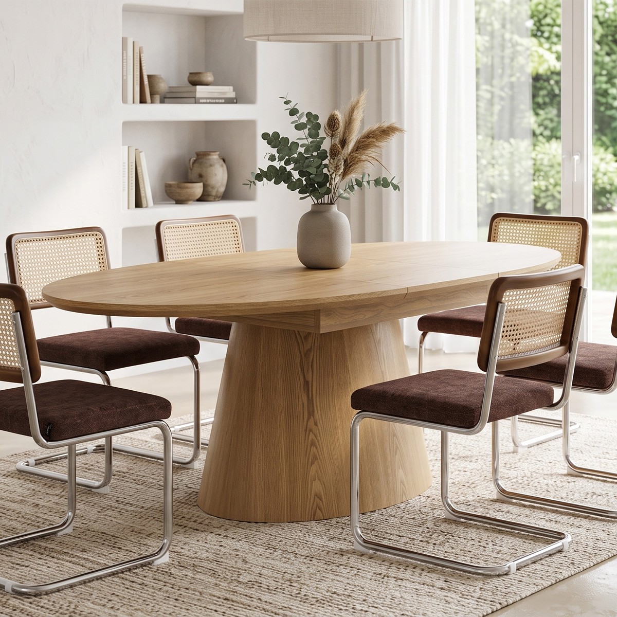 Table à manger extensible ovale 6/8 personnes - ORA chêne clair, HOMIFAB