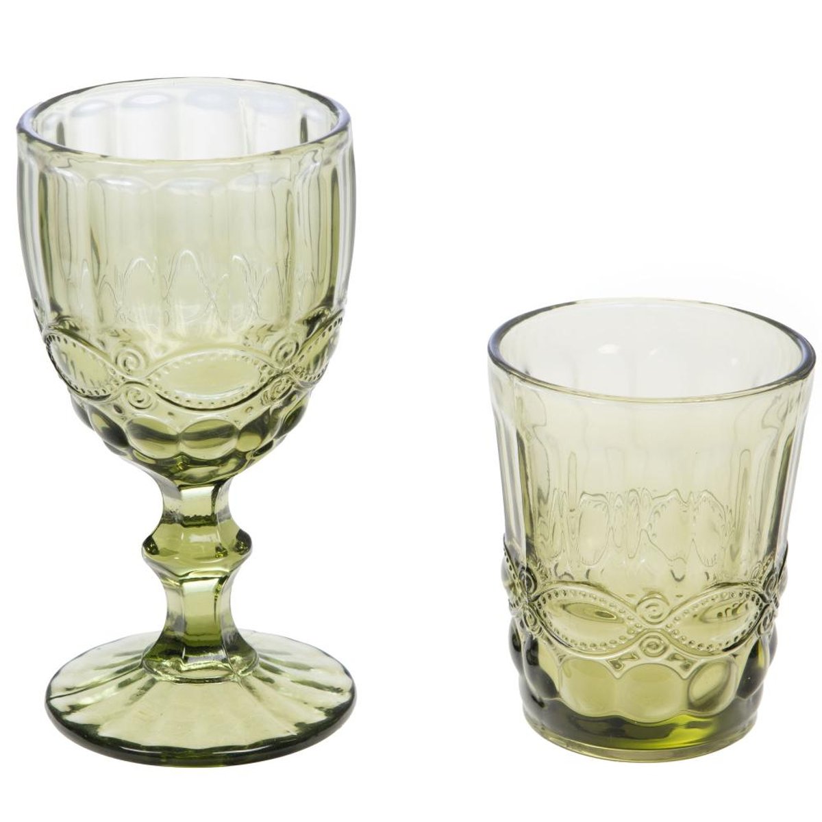 Boîte de 6 verres à pied vert, AMADEUS