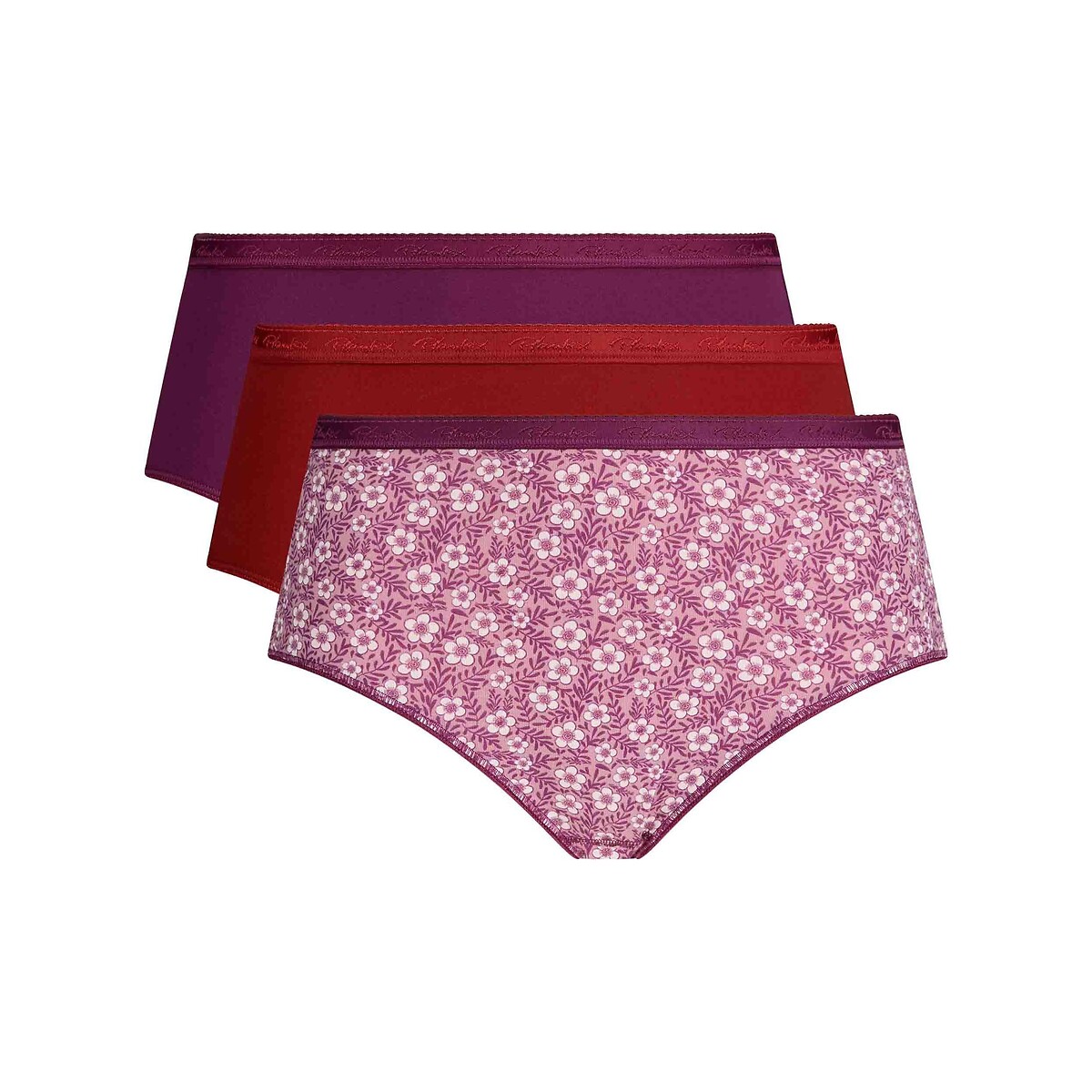 Confezione 2 + 1 gratuito slips midi in cotone bio melagrana, PLAYTEX