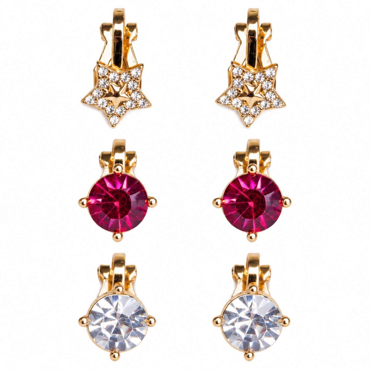 Set de 3 paires de boucles d'oreilles clips Princesse rouge, GREAT PRETENDERS
