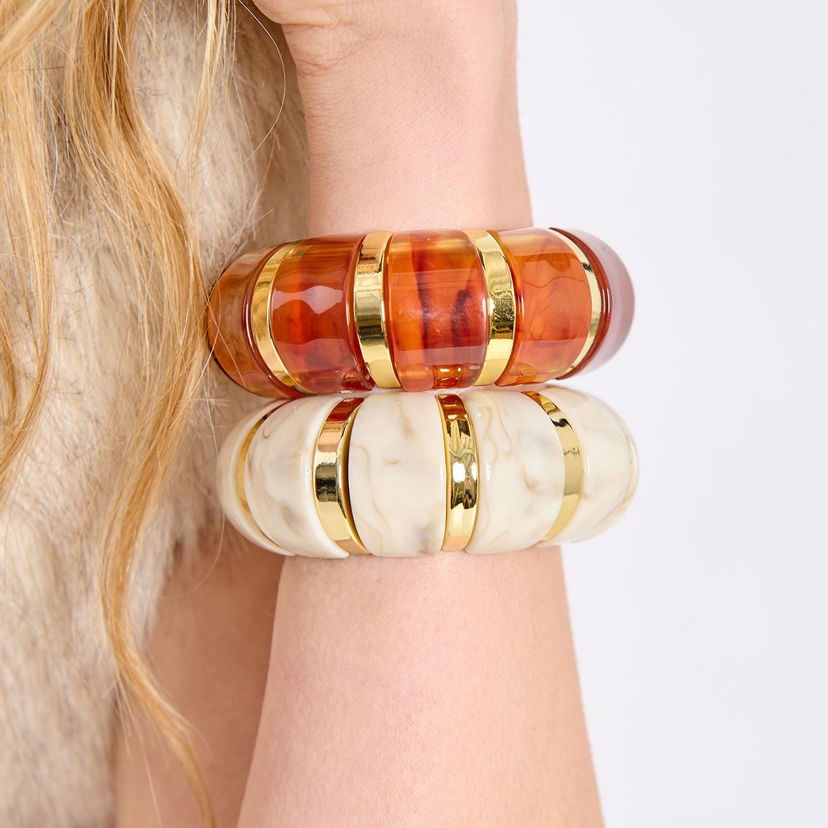 Bracelet élastique larges perles BENY blanc, HIPANEMA