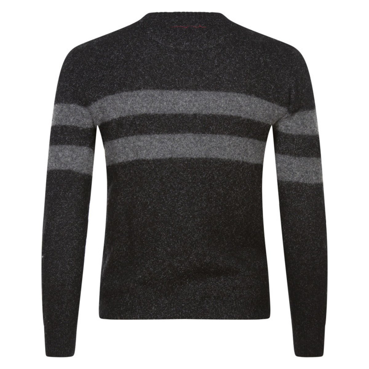 Pull en laine mélangée noir chiné avec une coupe droite et un col rond noir, TEDDY SMITH