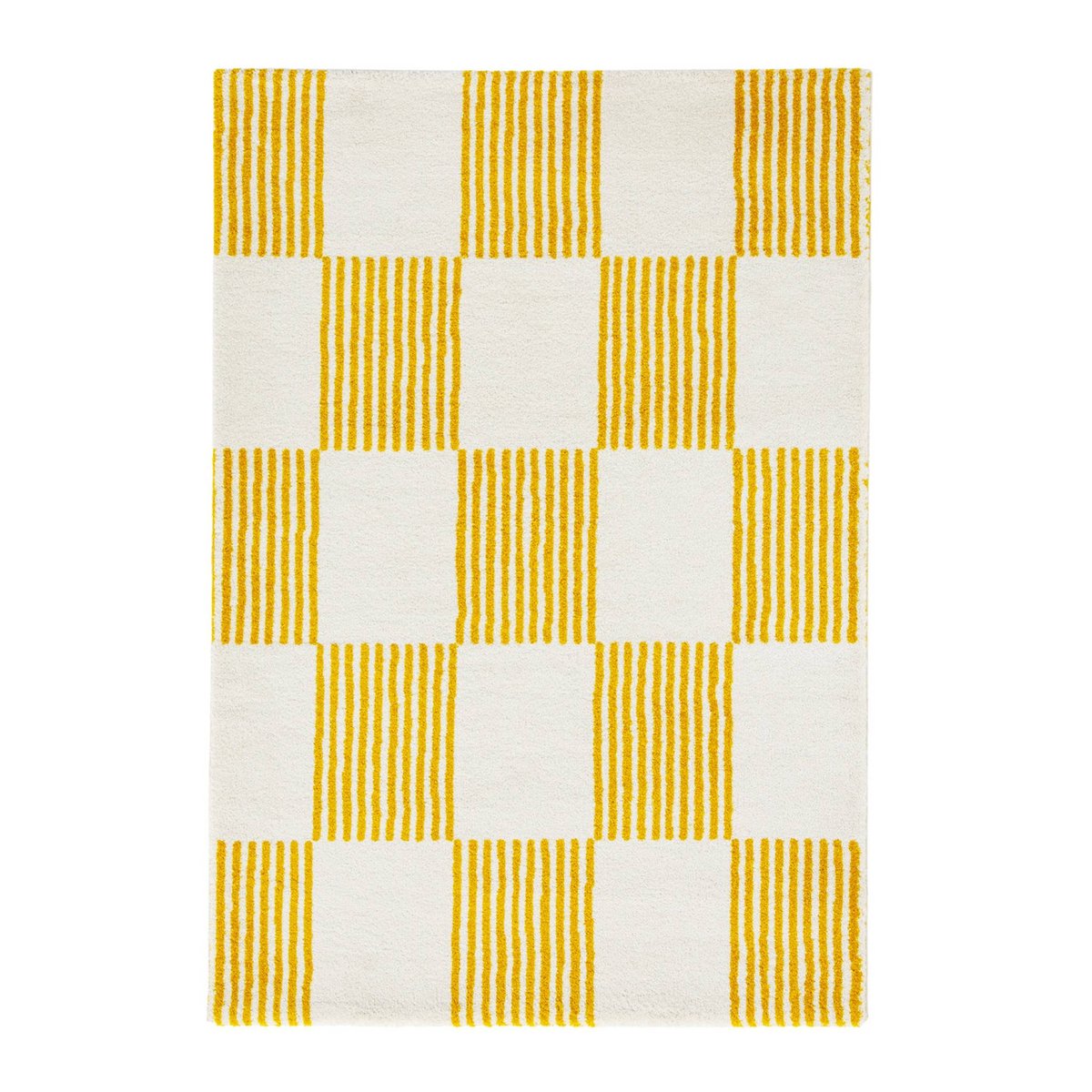 Tapis intérieur rectangulaire damier FERGEW jaune, SWEEEK