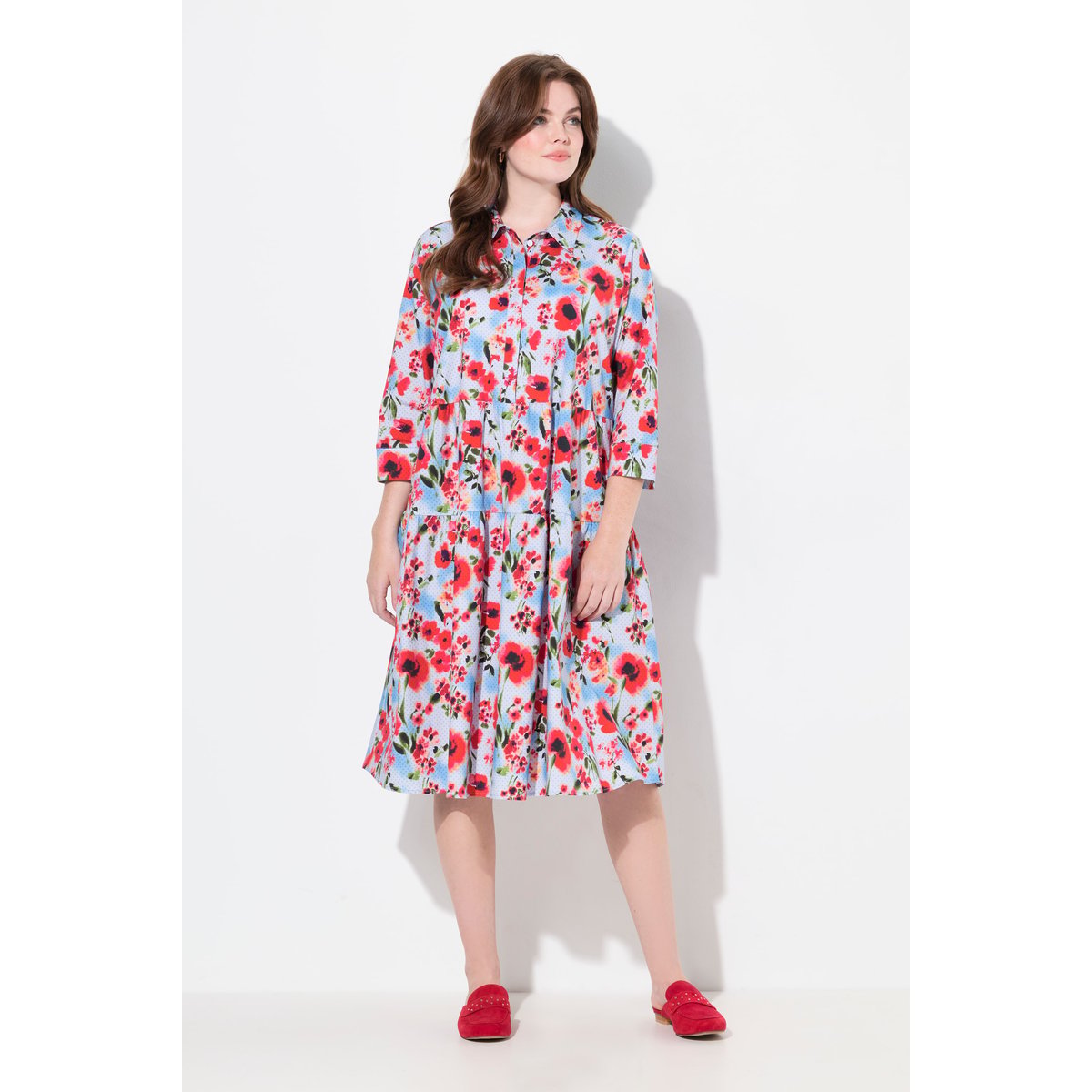 Robe chemisier imprimé coquelicots rouge pavot, ULLA POPKEN