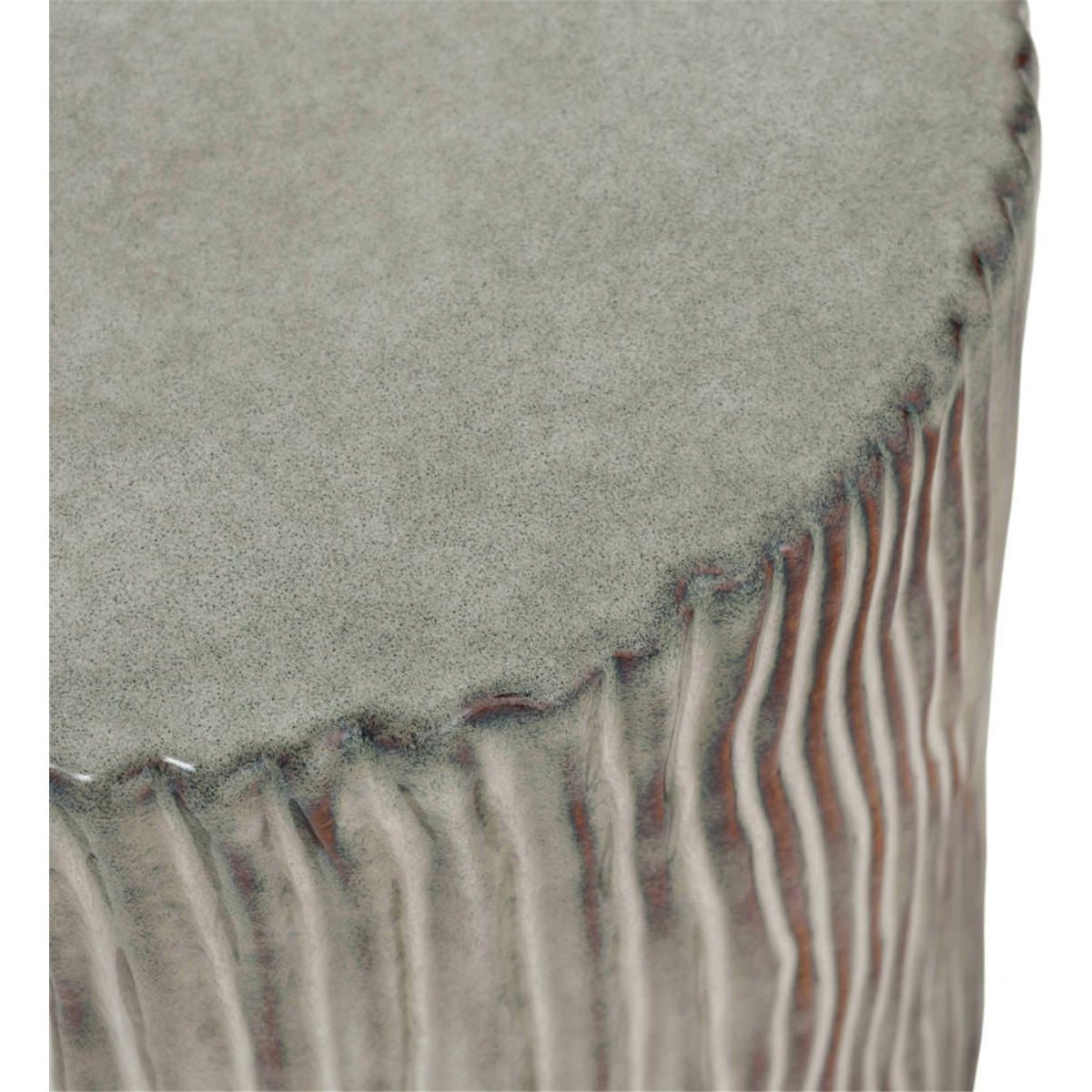 Tabouret céramique à rayures, Rendu artisanal gris texturé, RECOLLECTION