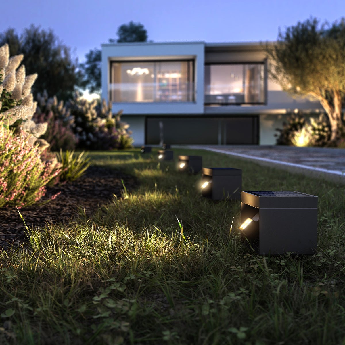 Borne solaire aluminium ALEA noir, LUMISKY