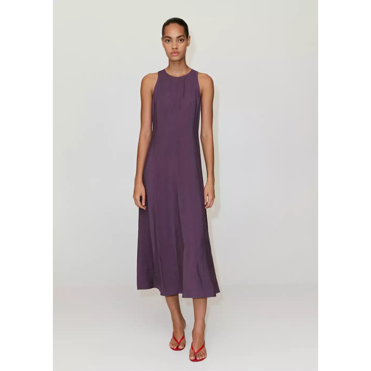 Robe évasée détail coutures violet, MANGO