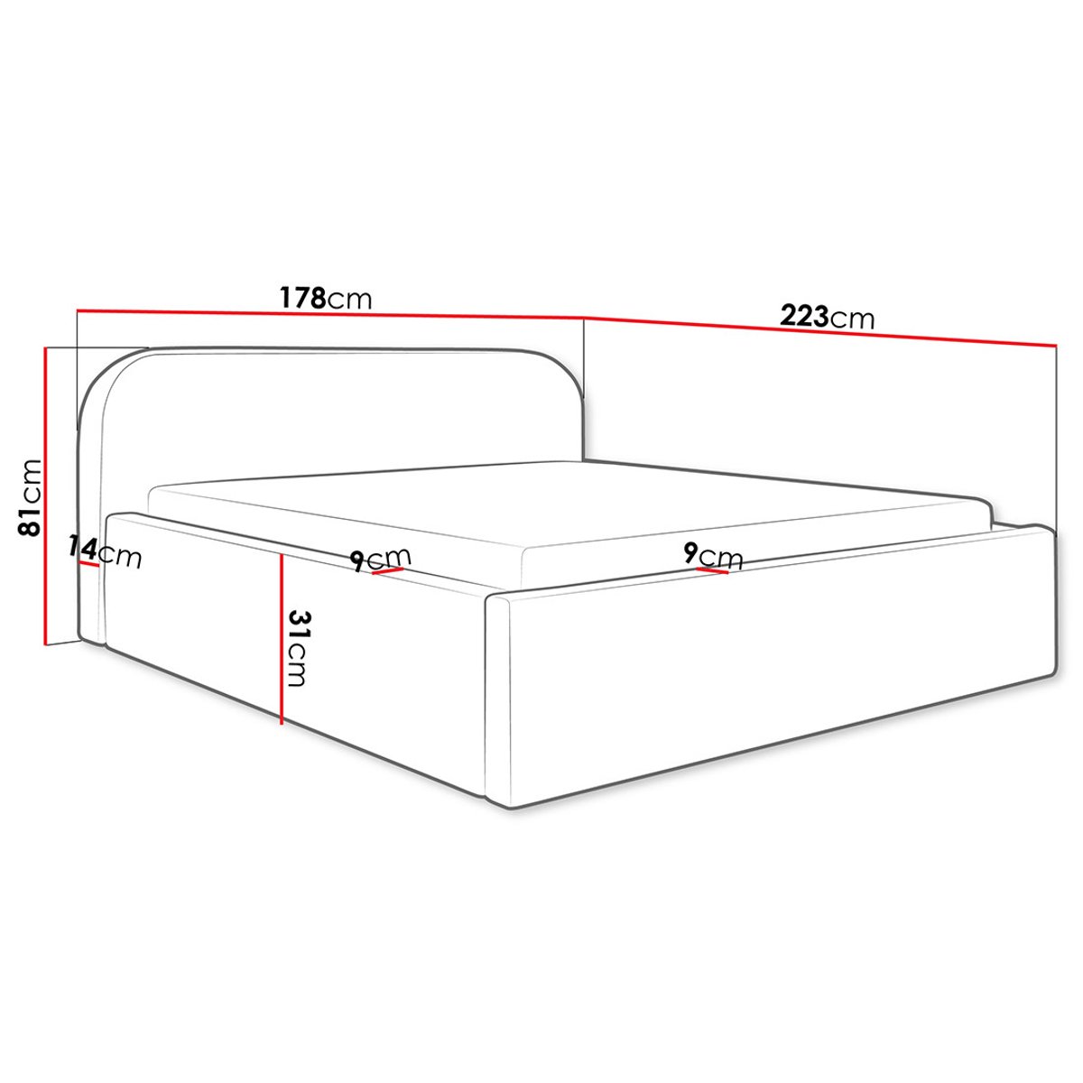Lit coffre - ORANE gris, BEST MOBILIER