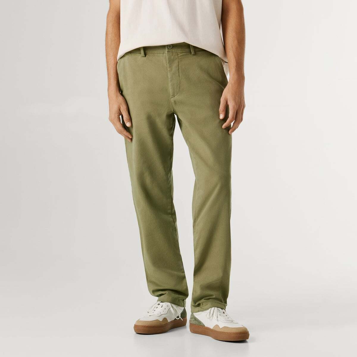 Pantalon Chino Coupe Slim vert armée délavé, PEPE JEANS