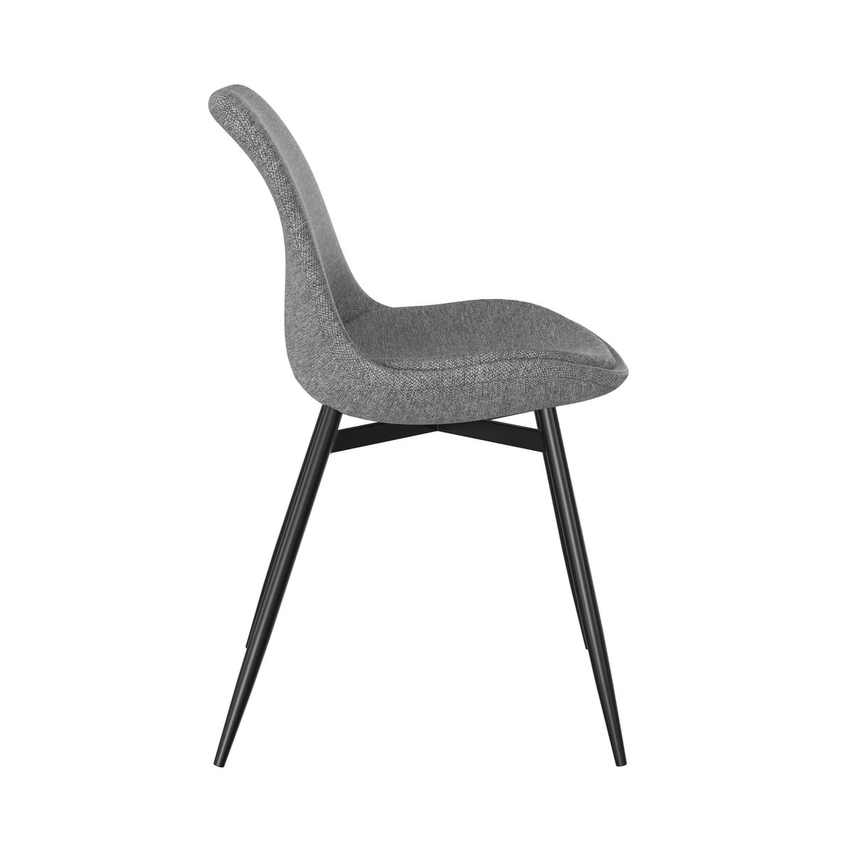 Lot de 2 chaises en tissu chiné et pieds en métal - FILIPI gris foncé chiné, MAISON PAVANE