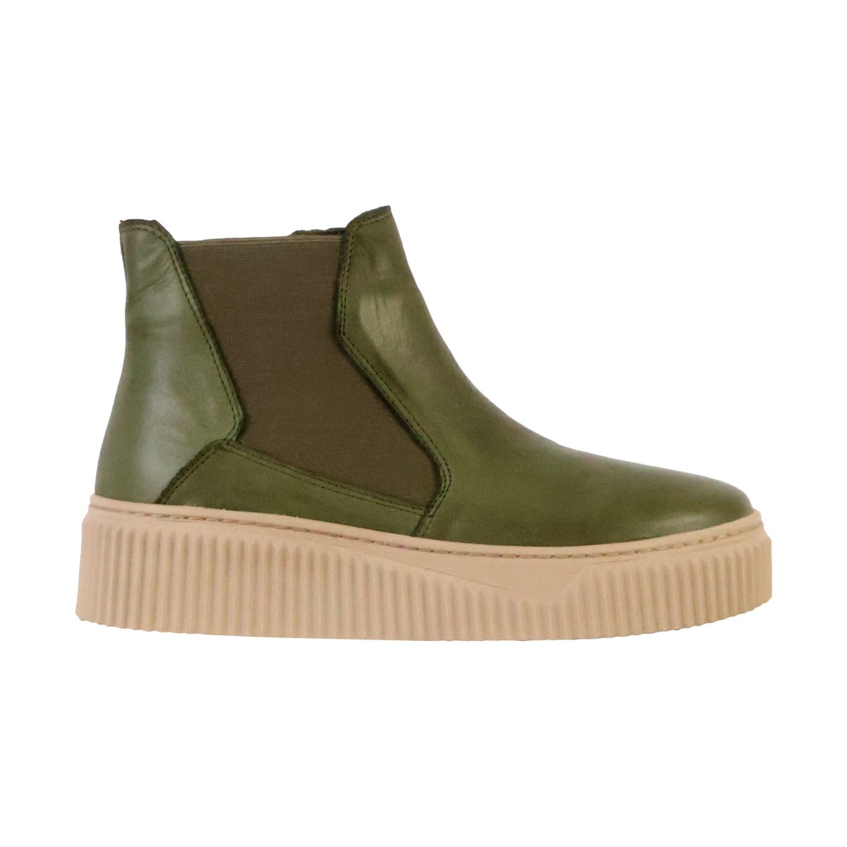 Basket Montante Cuir Alénoa kaki, THE DIVINE FACTORY