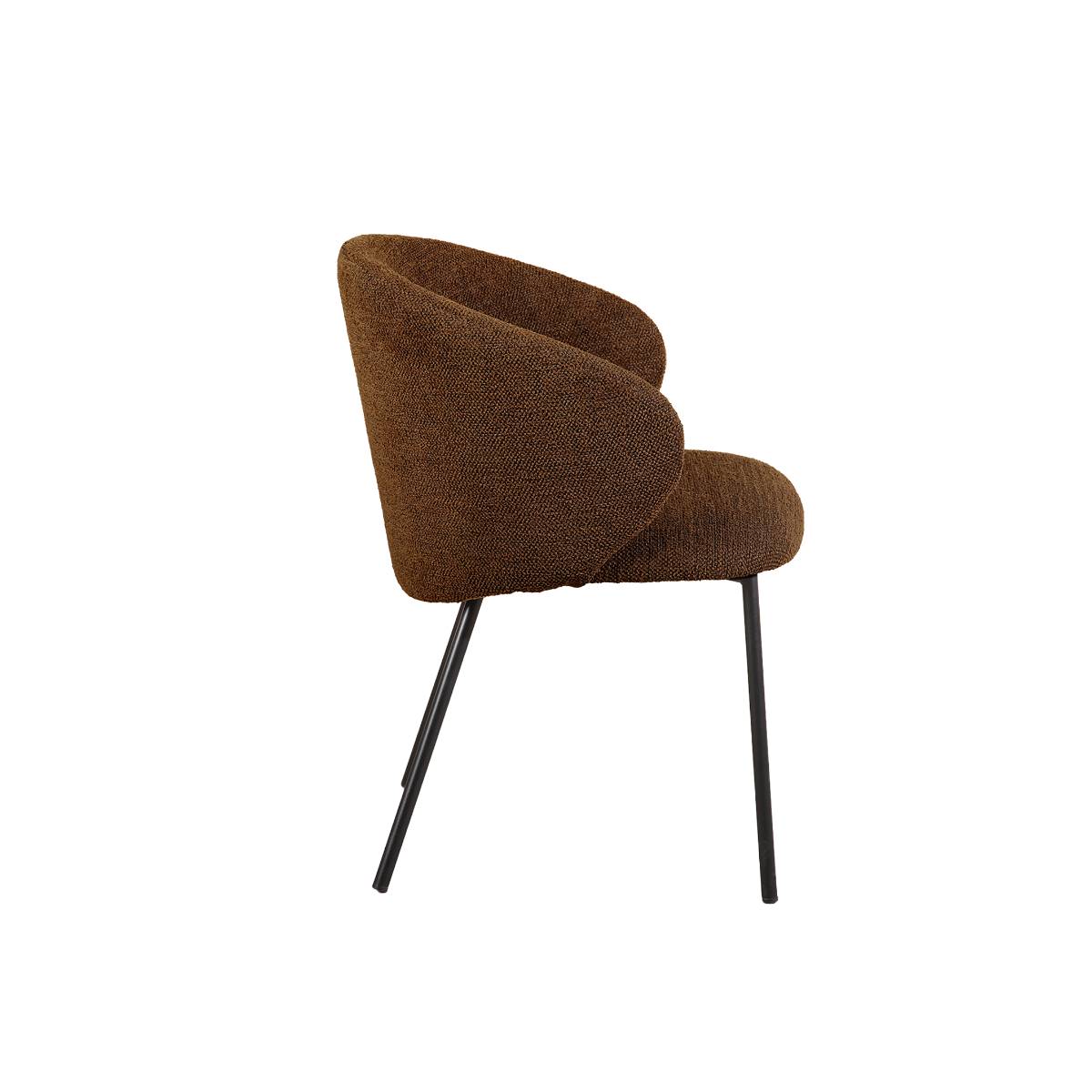 Lot de 2 chaises en tissu et métal CLÉA marron, MADE IN MEUBLES 