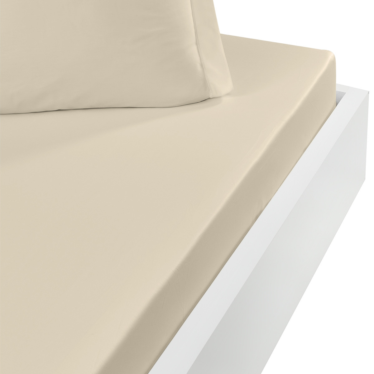 Drap housse en percale lavée bonnet 30 cm HOME WASHED ficelle, SENSEI MAISON