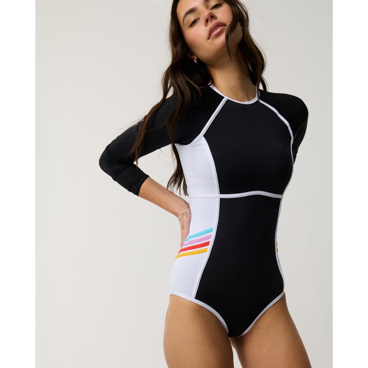 Maillot de bain une pièce à manches longues SWELL REVIVAL black, RIP CURL